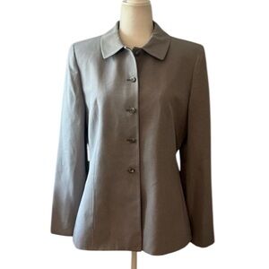 Jones New York Suit Gray Full Button Suit Jacket Blazer With Pockets